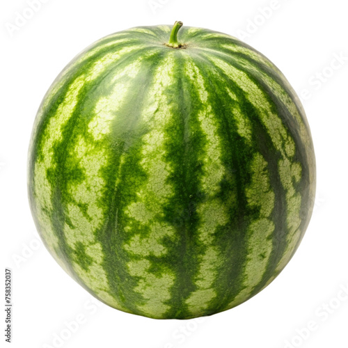 A fresh watermelon isolated on Transparent background.