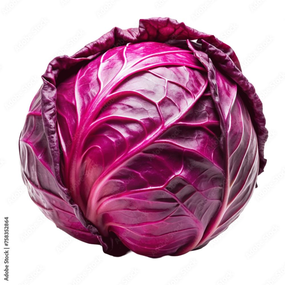Obraz premium Red cabbage isolated on Transparent background.