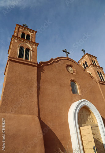 Front of San Miguel Church vertical - Socorro, New Mexico photo