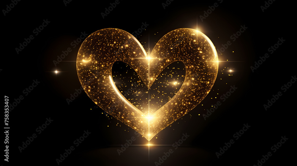 Festive golden heart on dark background Festive golden heart on dark background