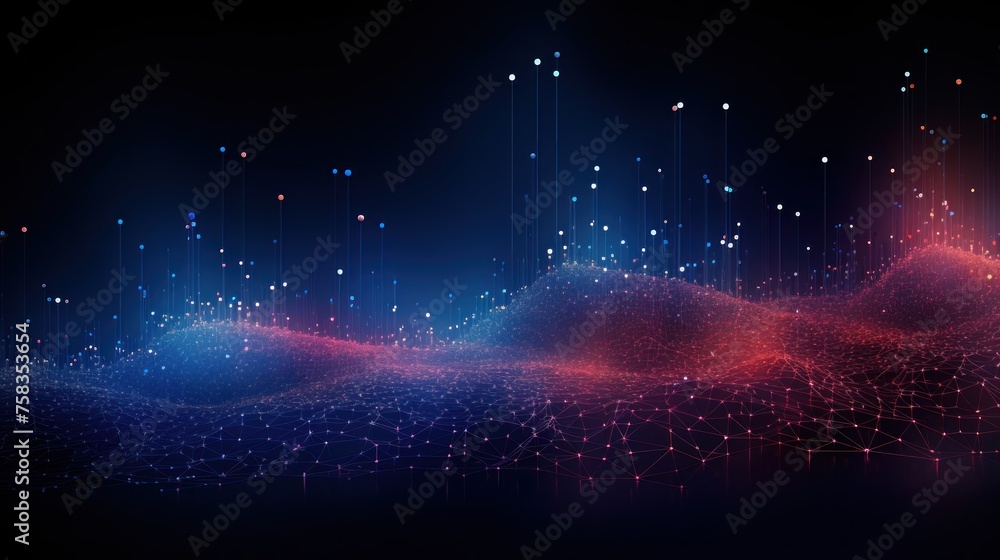 Fototapeta premium Abstract background representing data particles in a technological environment, each particle conveying a unique piece of information
