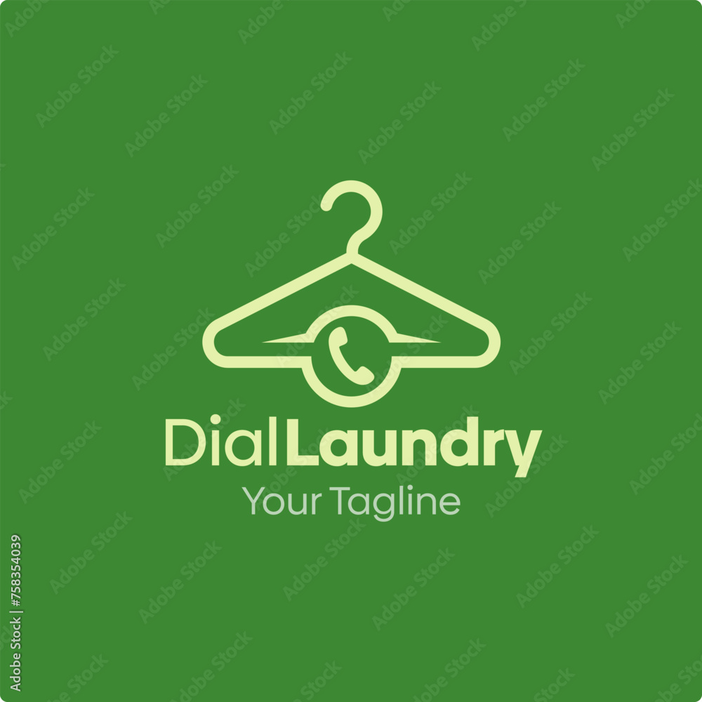Illustration Vector Graphic Logo of Dial Laundry. Merging Concepts of a Hanger Fashion and Phone Shape. Good for Fashion Industry, Business Laundry, Boutique, Garment, Tailor and etc Illustration Vector Graphic Logo of Dial Laundry. Merging Concepts of a Hanger Fashion and Phone Shape. Good for Fashion Industry, Business Laundry, Boutique, Garment, Tailor and etc