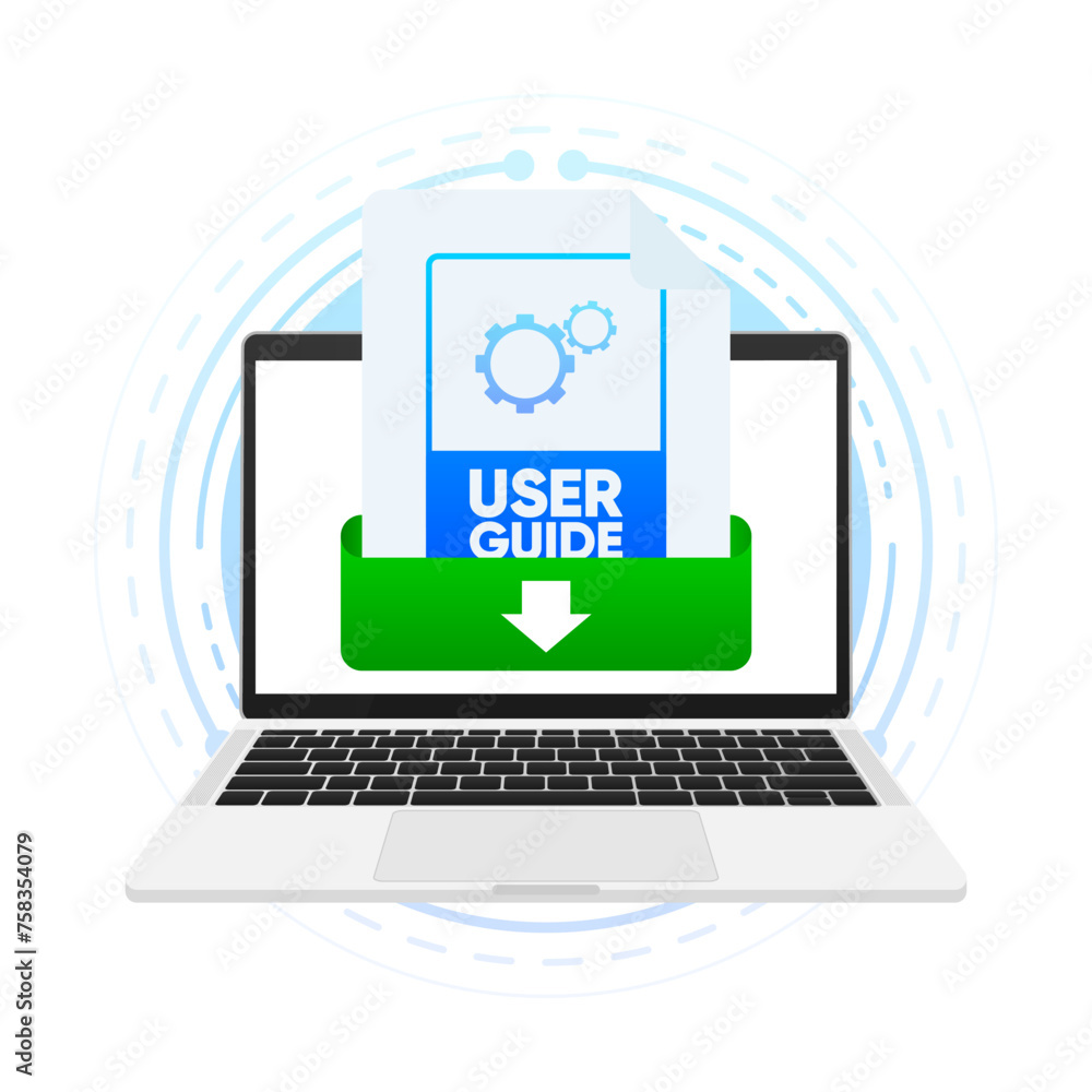User Guide file. User manual document and download link. Reference file, instructions and guide. Vector illustration. User Guide file. User manual document and download link. Reference file, instructions and guide. Vector illustration.