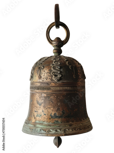 vintage antique brass bell PNG, cutout transparent background photo