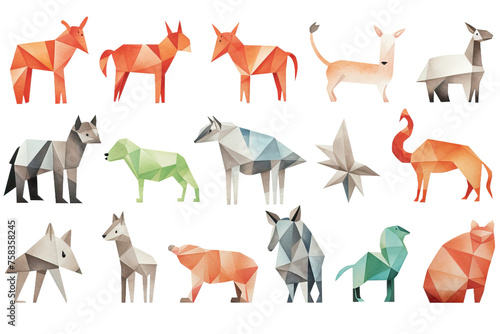 origami orange out various hand cut background gray colors big green decoration folded watercolour pack elementsfor brown drawn red design clipart white geometric animals creative sketch photo