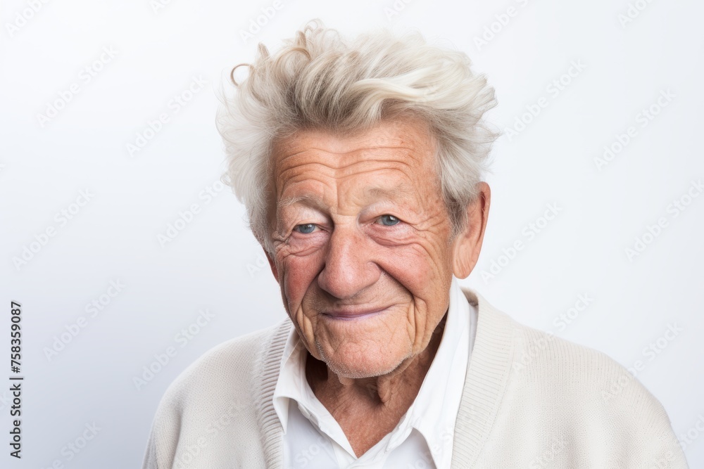 Portrait of a happy senior woman smiling at the camera against white background Portrait of a happy senior woman smiling at the camera against white background