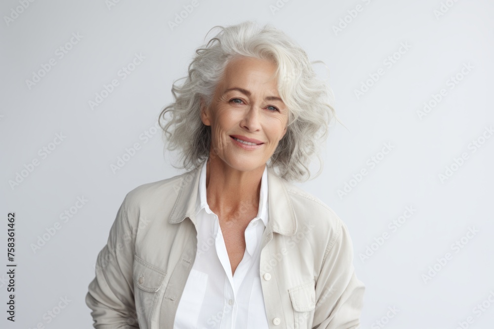 Mature woman with grey hair. Portrait of smiling senior woman. Mature woman with grey hair. Portrait of smiling senior woman.