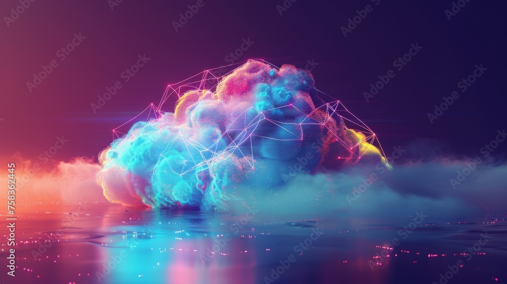 futuristic cloud computing technology background - obrazy, fototapety, plakaty 