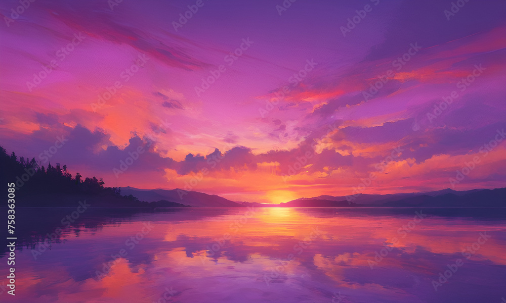 Fototapeta premium Sky night stars and moon, islamic night,sunset