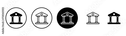 Bank icon vector isolated on white background. bank vector icon, museum, university