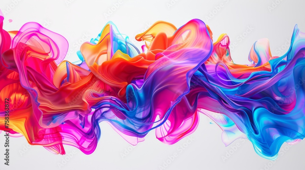 Obraz premium abstract vibrant shapes flowing on white background