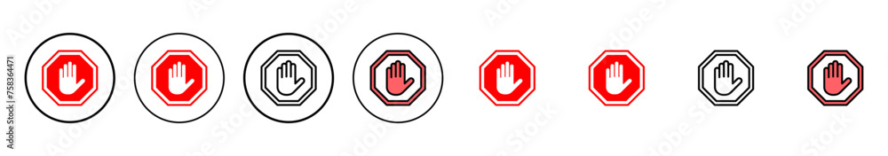 Stop icon vector illustration. stop road sign. hand stop sign and symbol. Do not enter stop red sign with hand Stop icon vector illustration. stop road sign. hand stop sign and symbol. Do not enter stop red sign with hand