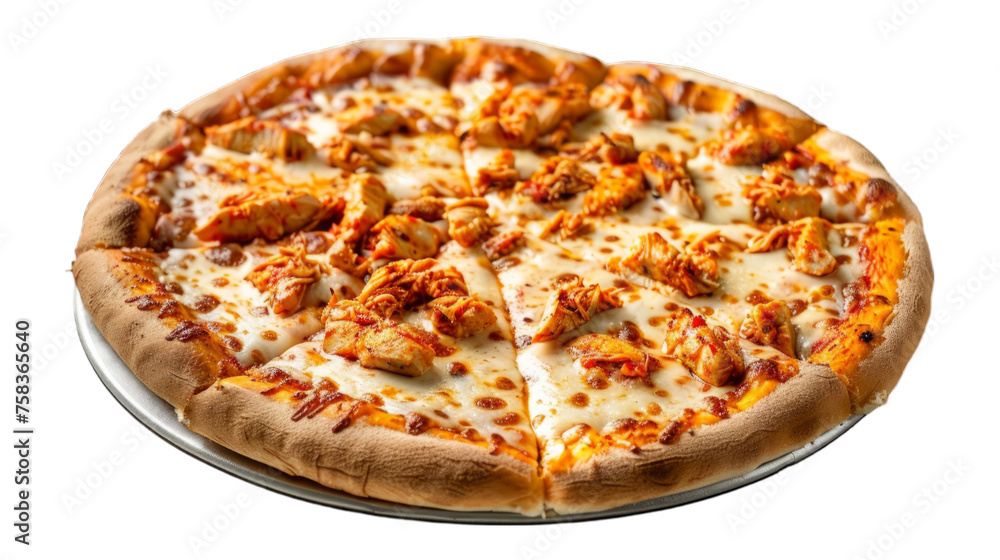 Buffalo Chicken Pizza isolated on transparent png background. Generative ai 