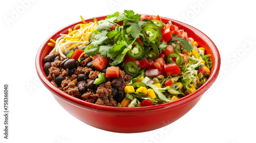 Burrito Bowl isolated on transparent png background. Generative ai 