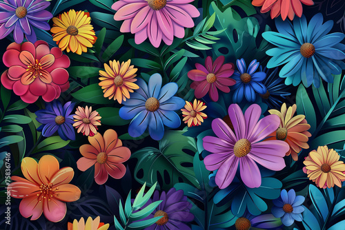Colorful flowers for background