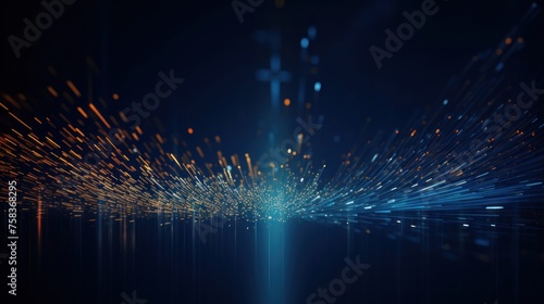 Abstract background representing data particles in a technological environment, each particle conveying a unique piece of information photo