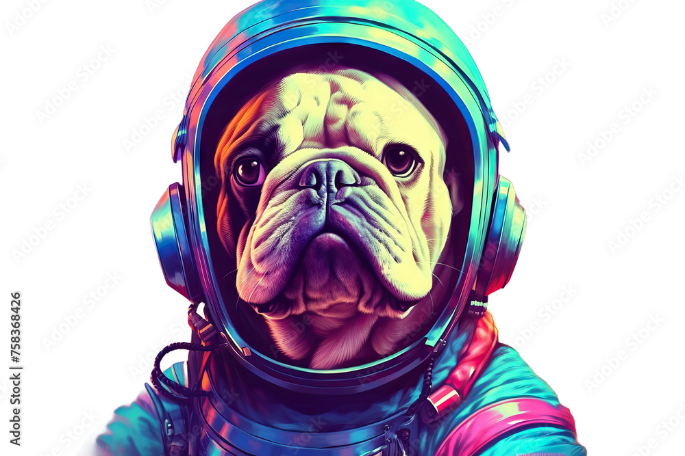 light finest cyber colorful space space space french background outer astronaut suit neon deep futuristic bulldog concept