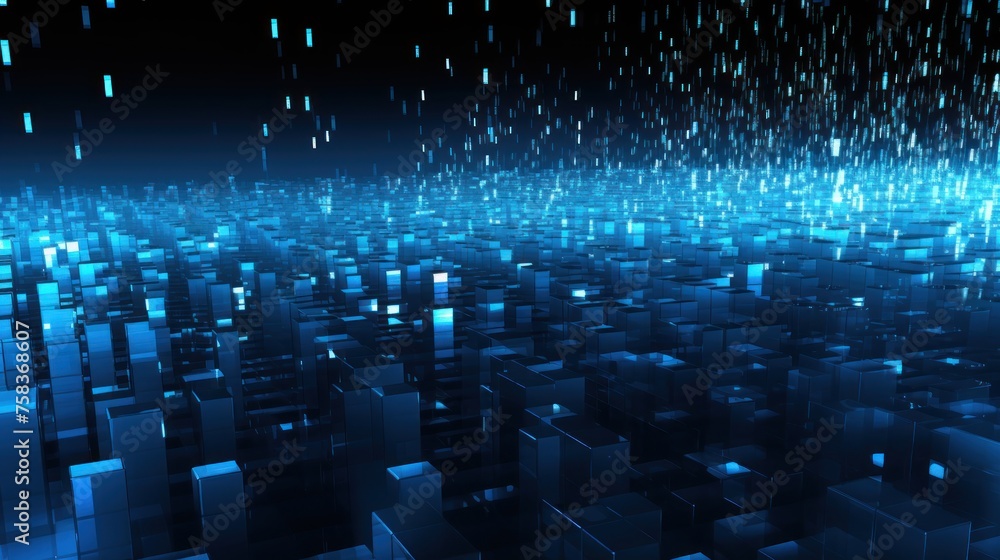 Abstract background representing data particles in a technological environment, each particle conveying a unique piece of information Abstract background representing data particles in a technological environment, each particle conveying a unique piece of information