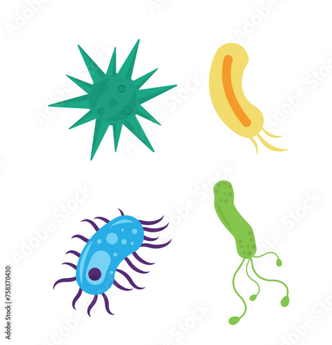 Virus vector illustration. Biological virus types. Icons