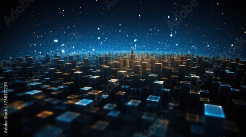 Abstract background representing data particles in a technological environment  each particle conveying a unique piece of information