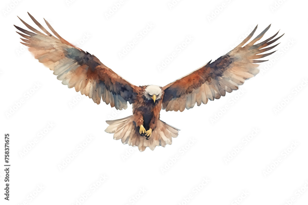 sharp watercolor an soaring abstract scanning outstretched sky majestic eyes wings landscape background texture eagle