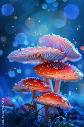 Closeup of colorful mushrooms
