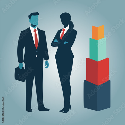 Man and Woman Standing Together vector illustration
