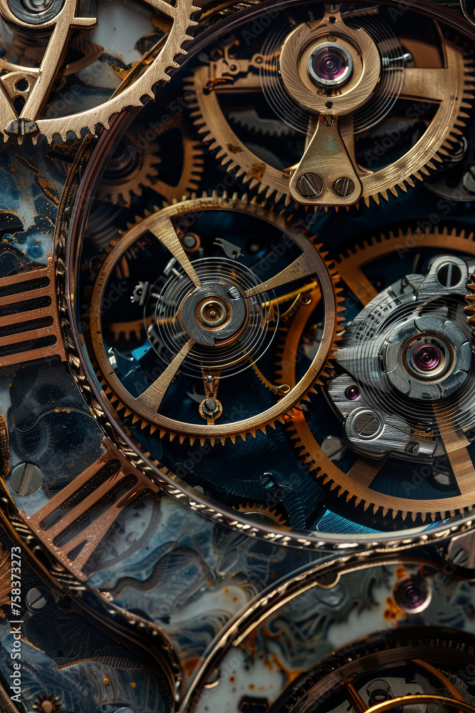 Closeup of inner mechanism in a watch