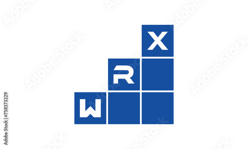 WRX initial letter financial logo design vector template. economics, growth, meter, range, profit, loan, graph, finance, benefits, economic, increase, arrow up, grade, grew up, topper, company, scale photo