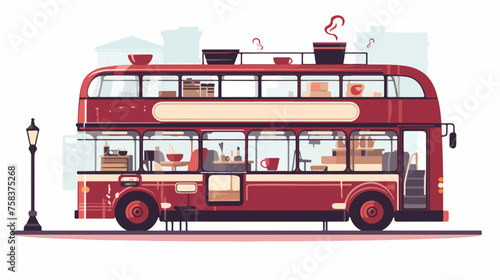 A double-decker bus transformed into a mobile coffe