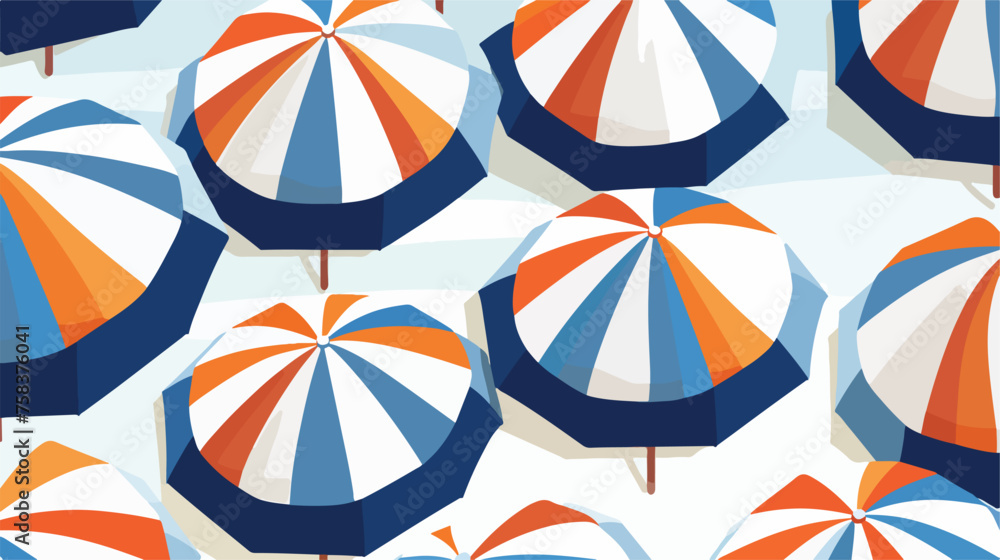 A dynamic pattern of beach umbrellas and waves for