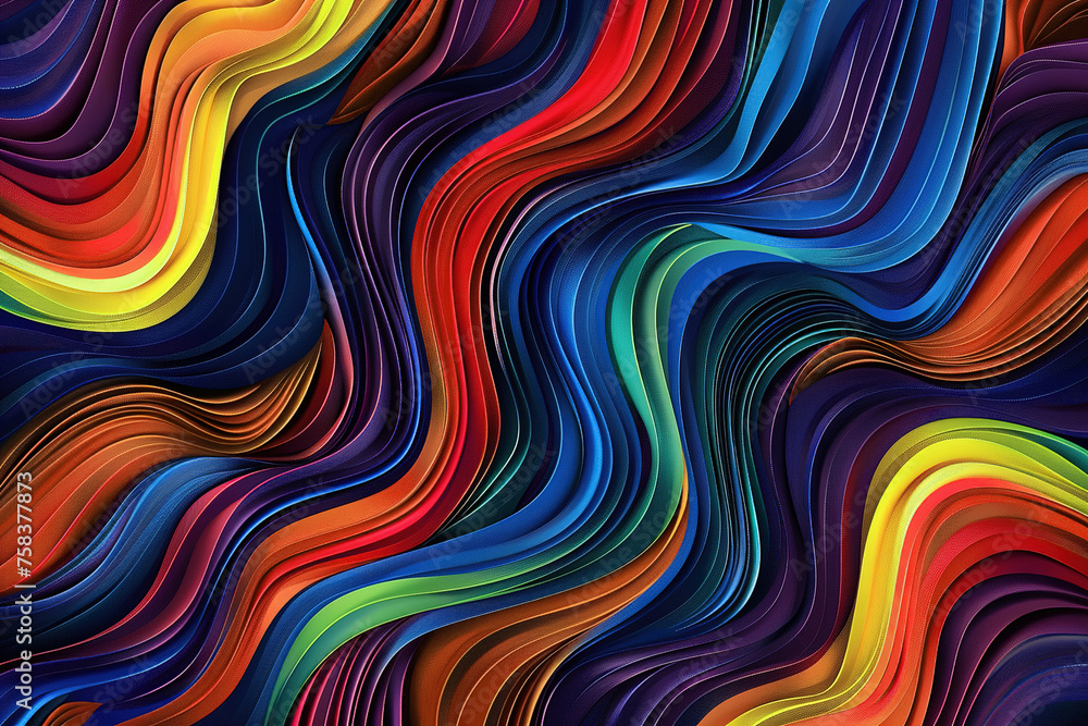 Three dimensional render of color wavy pattern