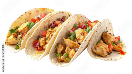 Chicken Tacos isolated on transparent png background. Generative ai 