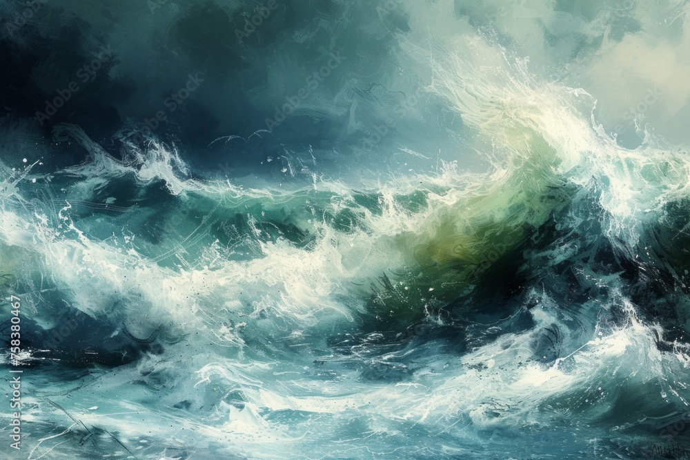 Texture of stormy waves: Dynamic portrayal of nature's turbulent beauty.
