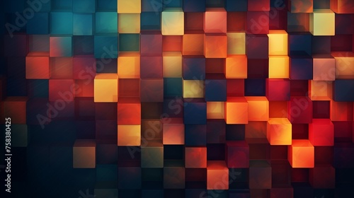 A mesmerizing abstract pattern with cubic forms in a warm spectrum of colors, reminiscent of glowing embers