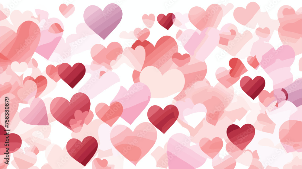 A festive pattern of hearts in different shades of