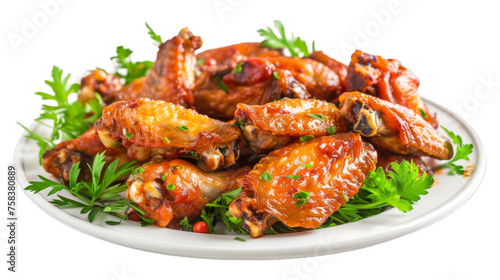Chicken Wings Various Flavors isolated on transparent png background. Generative ai 
