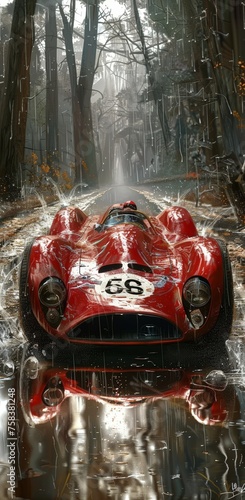 Fast Red sportscar speeding...