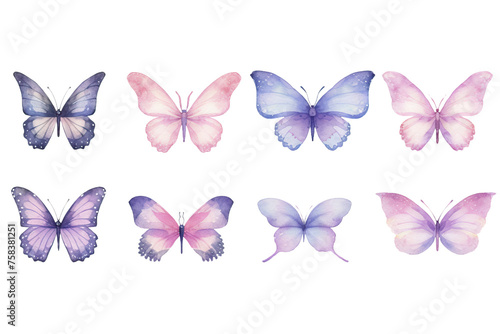 Obraz na płótnie compilation a set watercolor posters delicate illustration invitations postcards booklets compositions frames various butterflies design purple decoration boards w salonie