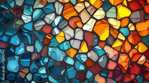 Luminous Glass Mosaic: Texture featuring luminous mosaic glass surfaces.