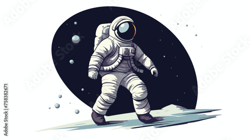 Fototapeta Naklejka Na Ścianę i Meble -  A friendly astronaut bouncing on the moon. 