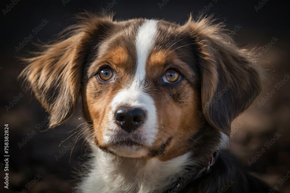 Dog with brown and white fur in the photograph Dog with brown and white fur in the photograph