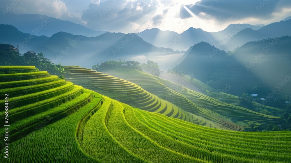 beautiful green terrace rice field at Mu cang chai, Vietnam. beautiful green terrace rice field at Mu cang chai, Vietnam.
