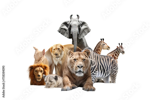 banner cover together web social animals zoo wild animals large composite zoo white web media banner group wildlife white horizontal