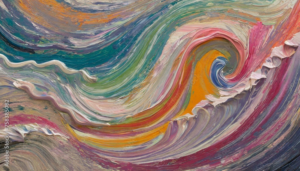 Colorful texture art inspired by ocean whirlpools, with an oil painting style that is fun to look at. Colorful texture art inspired by ocean whirlpools, with an oil painting style that is fun to look at.