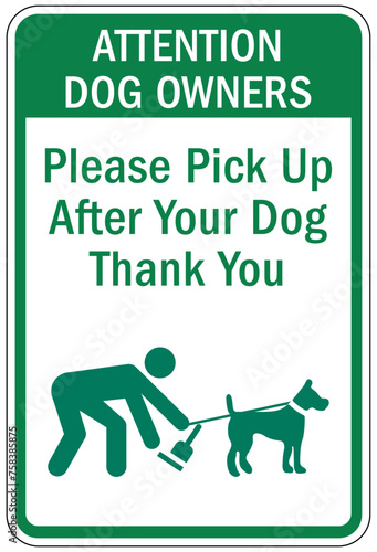 Clean up dog poop sign