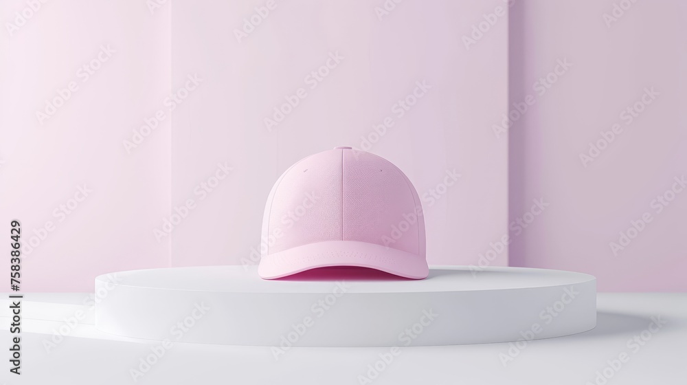 Pink baseball cap mockup isolated on a clean white background for professional presentation Pink baseball cap mockup isolated on a clean white background for professional presentation