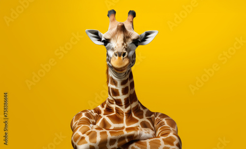 Giraffe mit verschränkten Armen: Wenn stolze Höhe auf muskulöse Arme trifft - Eine tierisch coole Pose!