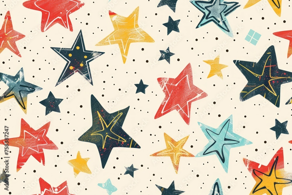 Twinkle Treasures: Seamless Repeat Tile Pattern with Star Clipart Twinkle Treasures: Seamless Repeat Tile Pattern with Star Clipart