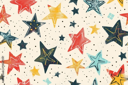 Twinkle Treasures: Seamless Repeat Tile Pattern with Star Clipart
